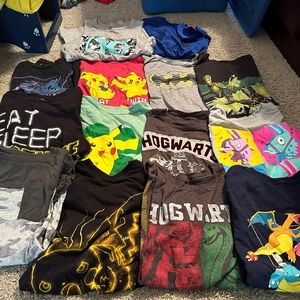 Lot of Boys Size L tops, pajamas and jeans.